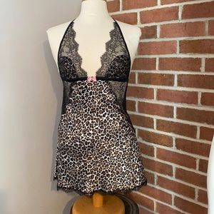 Victoria's Secret Leopard Print Chemise with Black Lace